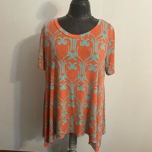 Honeyme Orange/Green tunic, size L